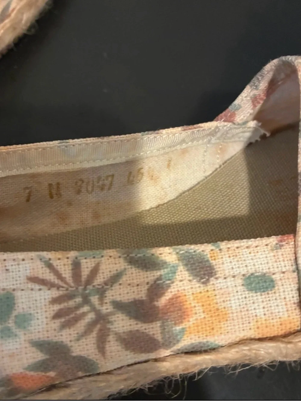 L.L. Bean Peach Floral Canvas Jute Espadrille Flats- 7M